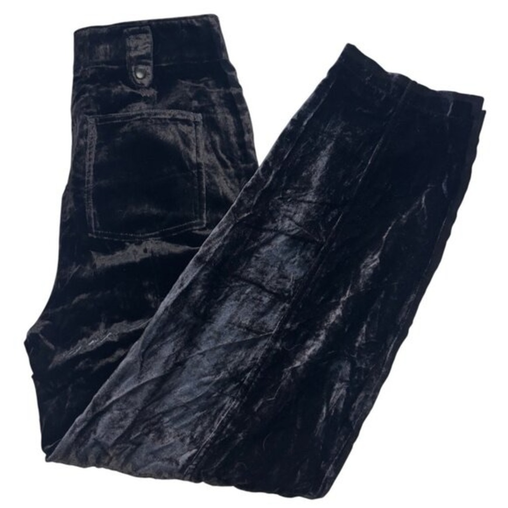 Unsubscribed Elegant Black Velvet Straight Leg Utility Pant
